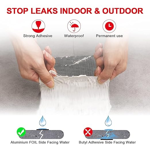 Brand Super Strong Adhesive Waterproof tape Permanent Repair Roof Water Leakage Solution Rubber Foil Suitable for Roof Leak, surface Crack, Window Sill Gap, Boat Sealing, Tank Leak